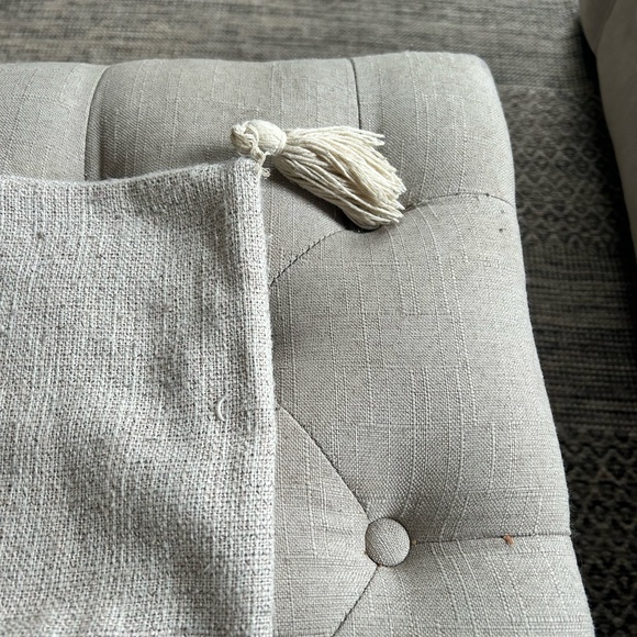 2 Covers | 1 Abstract Botanical Throw Pillow Cover & 1 Plain Linen with Tassels - Picture 12 of 12